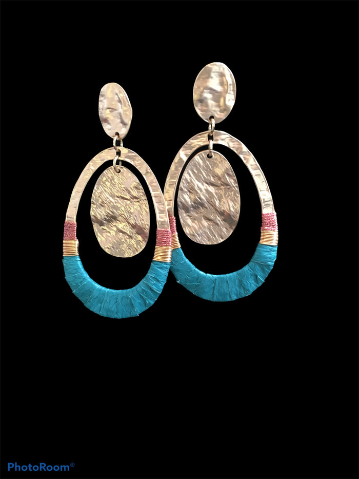 Gold and Blue Earrings