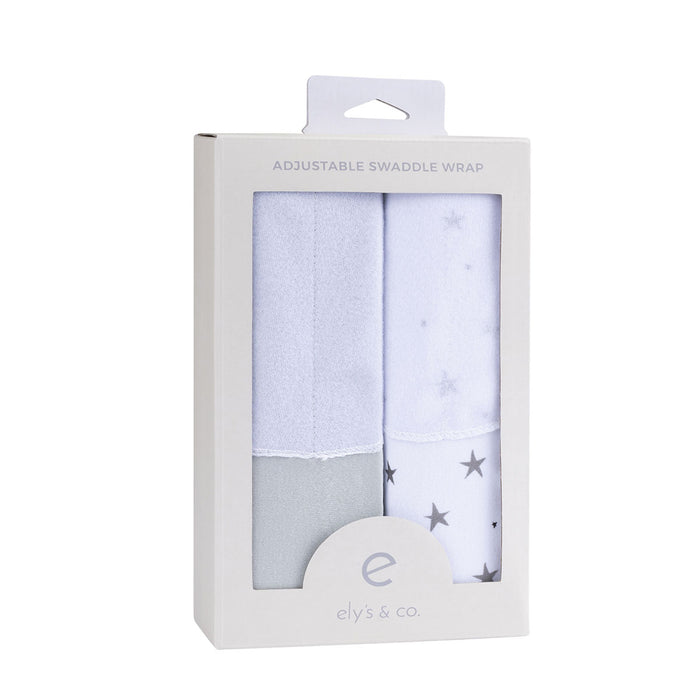 Grey Stars Adjustable Swaddle Blanket packaged