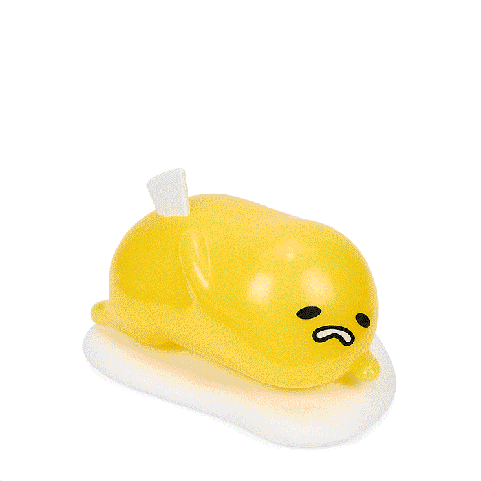 Sanrio Gudetama the Lazy Egg Life is Pain vinyl art figures 2-pack featuring expressive, playful Gudetama character designs.