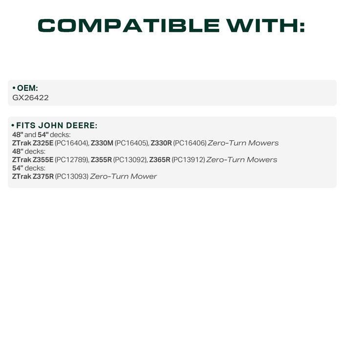 GX26422 Mower Deck Belt Replacement for John Deere Z325E, Z365R, Z330M & More | Aramid Cord