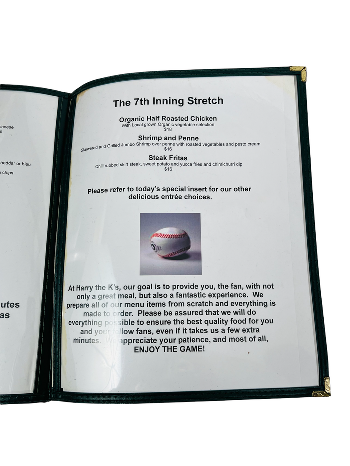HARRY THE K'S PHILADELPHIA PHILLIES 2008 WORLD SERIES CITIZENS BANK PARK FOOD MENU