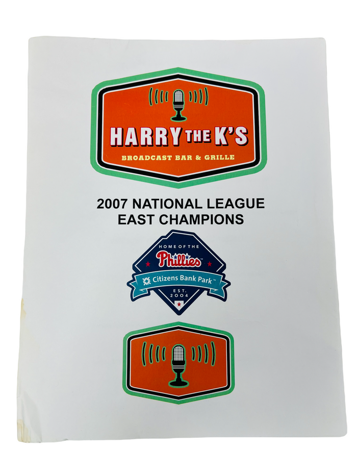 HARRY THE K'S PHILADELPHIA PHILLIES 2008 WORLD SERIES CITIZENS BANK PARK FOOD MENU