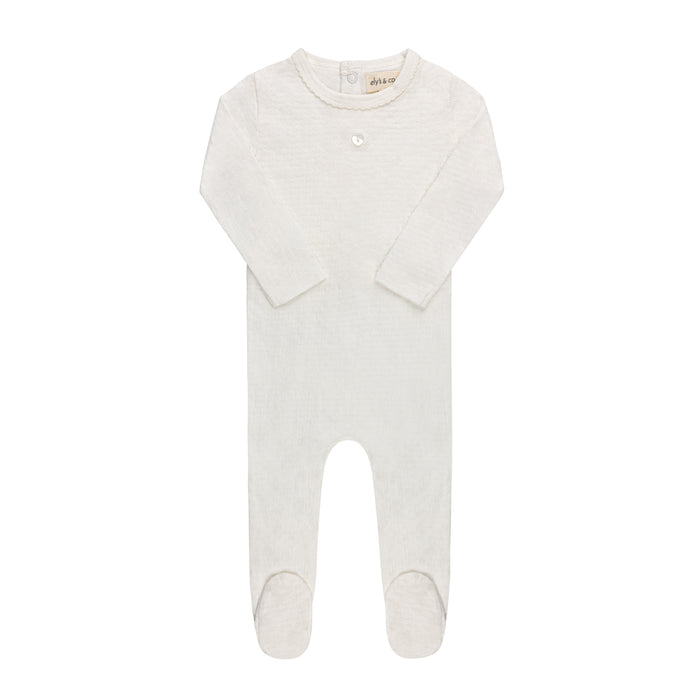 Heart and Star Button Pointelle Collection - Footie
