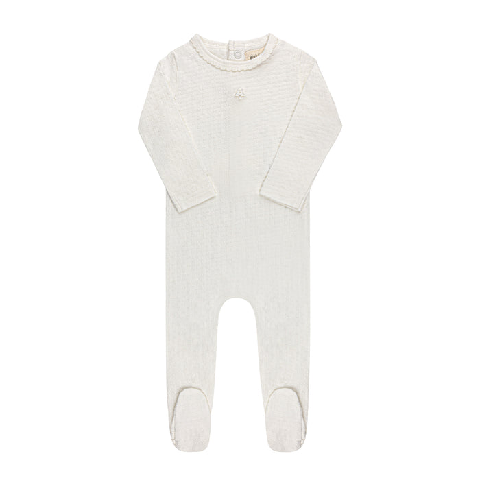 Heart and Star Button Pointelle Collection - Footie
