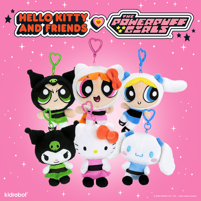 Sanrio Hello Kitty and Friends x The Powerpuff Girls plush charm, featuring colorful, collectible plush figure in a blind box.