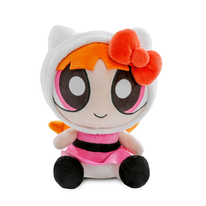 Hello Kitty and Powerpuff Girls Blossom plush by Sanrio, soft character plush toy featuring Hello Kitty and Blossom from Powerpuff Girls
