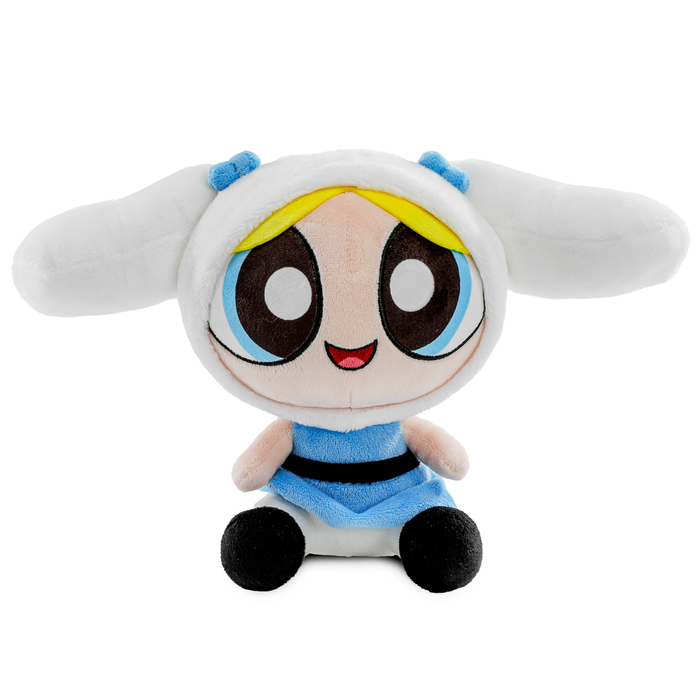 Sanrio Hello Kitty and Friends x Powerpuff Girls Bubbles Cinnamoroll plush toy, soft and cuddly character plush from the Phunny collection.