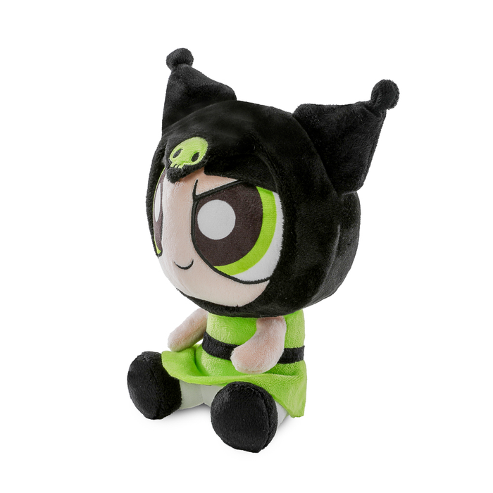 Hello Kitty and Friends x The Powerpuff Girls Buttercup Phunny Plush by Sanrio, featuring Buttercup as Kuromi in soft plush form