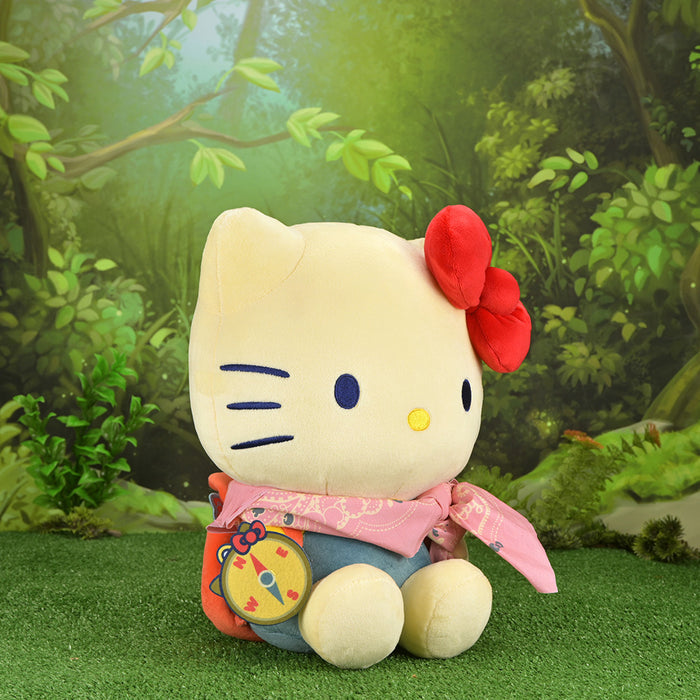Sanrio Hello Kitty® large plush toy from the Camp Adventure collection, featuring a soft pink and white design with a cute bow.