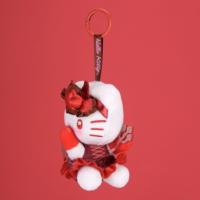 Sanrio Hello Kitty devil plush charm, cute SDCC debut pre-order, soft plush toy with adorable devil features and playful design.