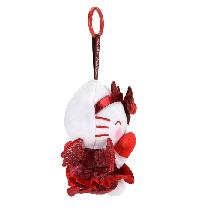 Sanrio Hello Kitty devilishly cute plush charm, SDCC debut, featuring a playful Hello Kitty character with devil horns and a adorable expression.