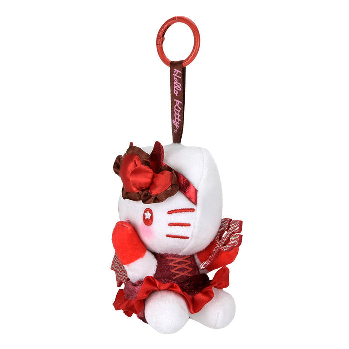 Sanrio Hello Kitty devil plush charm, adorable SDCC debut collectible, featuring cute devil horns and playful expression.