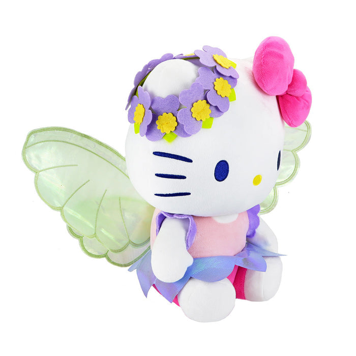 Sanrio Hello Kitty Forest Fairy large plush toy with pink bow and fairy wings, soft and cuddly character for kids.