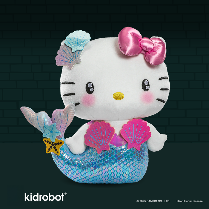 Sanrio Hello Kitty® Mermaid plush by Kidrobot featuring a cute cat character with a mermaid tail and vibrant colors.