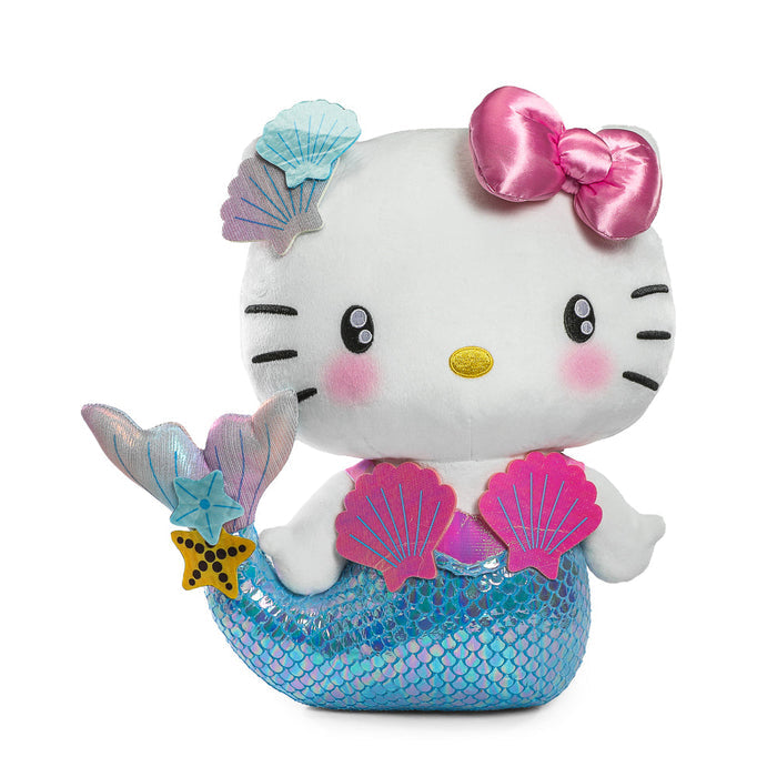 Hello Kitty® Mermaid plush by Kidrobot, soft Sanrio character with a mermaid design, featuring colorful fins and adorable facial expression.