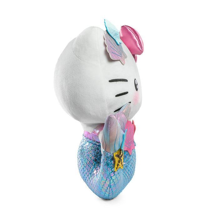 Sanrio Hello Kitty® mermaid plush toy featuring colorful scales, a cute face, and soft fabric, perfect for cuddling.