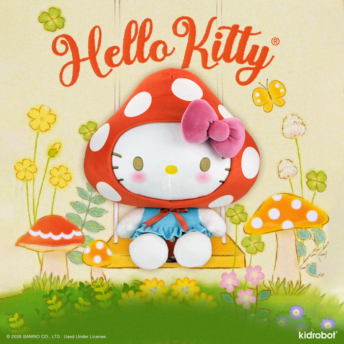 Sanrio Hello Kitty® Mushroom large plush toy with soft pink and white fabric, featuring Hello Kitty face and mushroom cap design.
