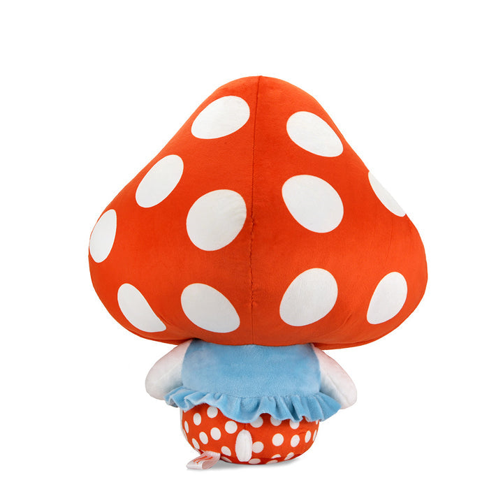 Large Hello Kitty® mushroom plush by Sanrio featuring a soft, cuddly design with pink accents and a cute Hello Kitty face.