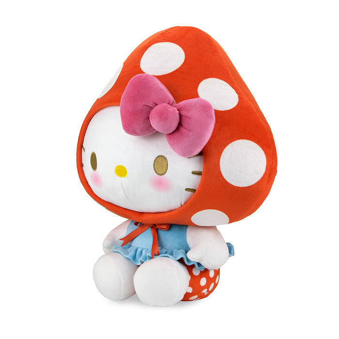 Large Hello Kitty® Mushroom plush by Sanrio, soft and cuddly with a cute mushroom design, ideal for plush toy collectors.