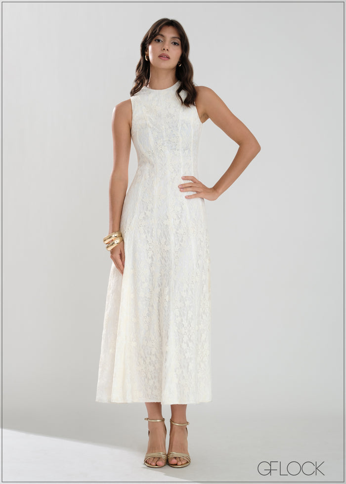 High Neck Sleeveless Maxi Dress - 221225