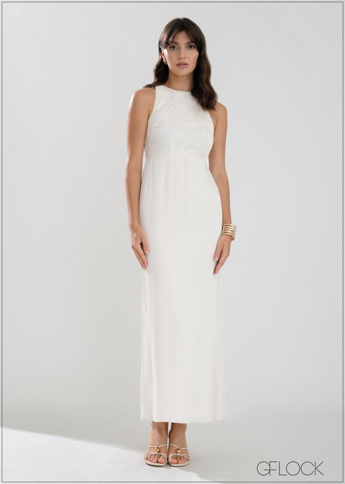High Neck Sleeveless Maxi Dress - 221225