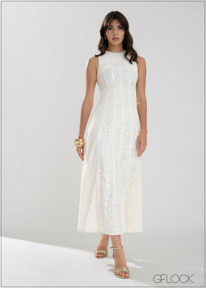 High Neck Sleeveless Maxi Dress - 221225