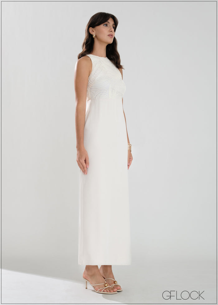 High Neck Sleeveless Maxi Dress - 221225