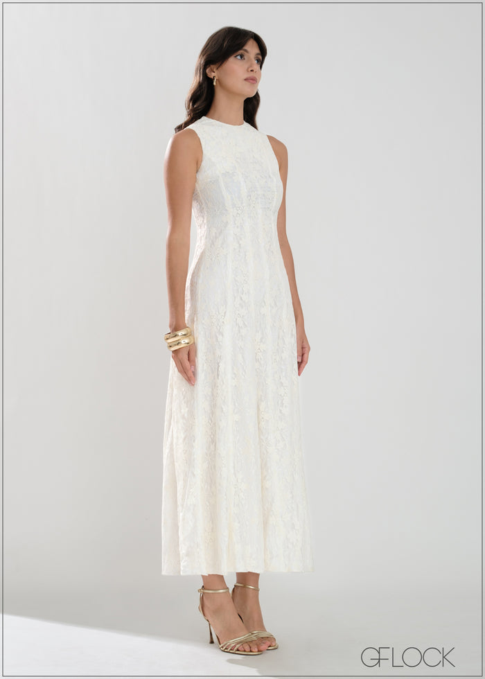 High Neck Sleeveless Maxi Dress - 221225