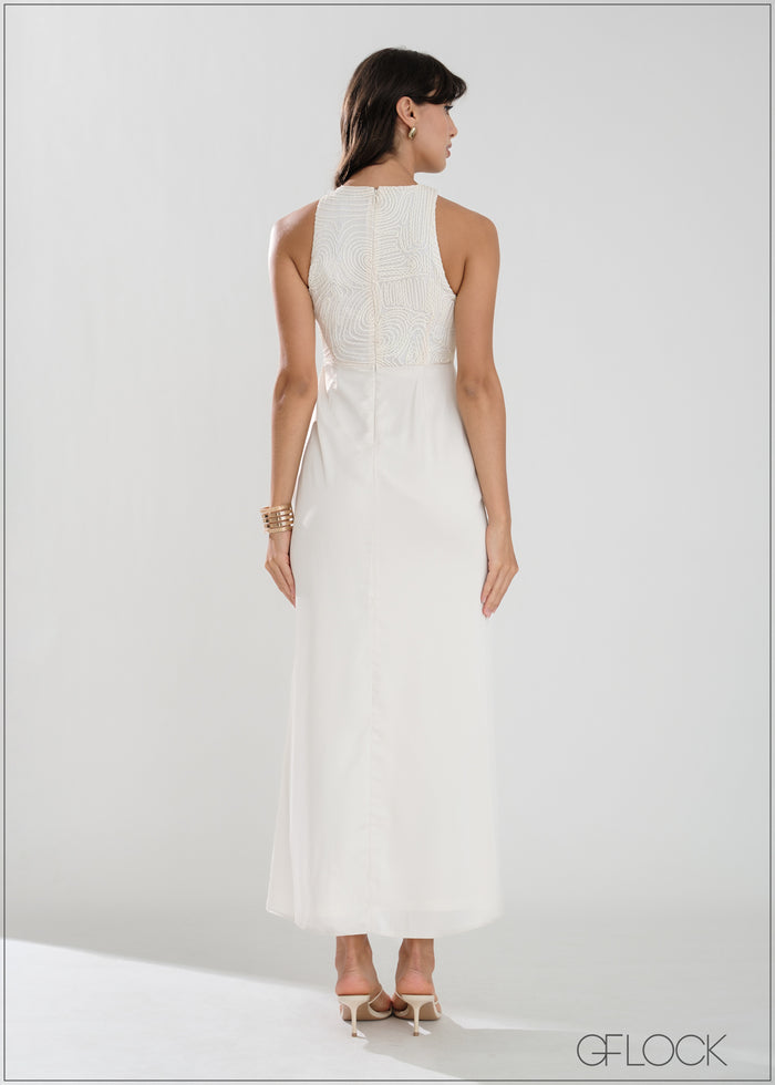 High Neck Sleeveless Maxi Dress - 221225