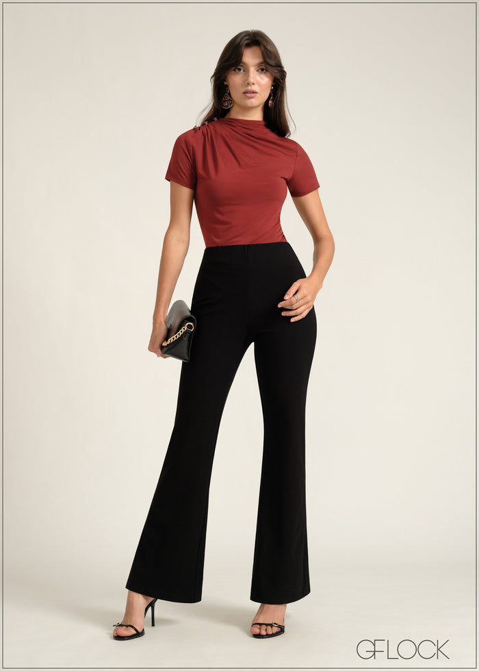 High Waist Bootleg Pant - 030826
