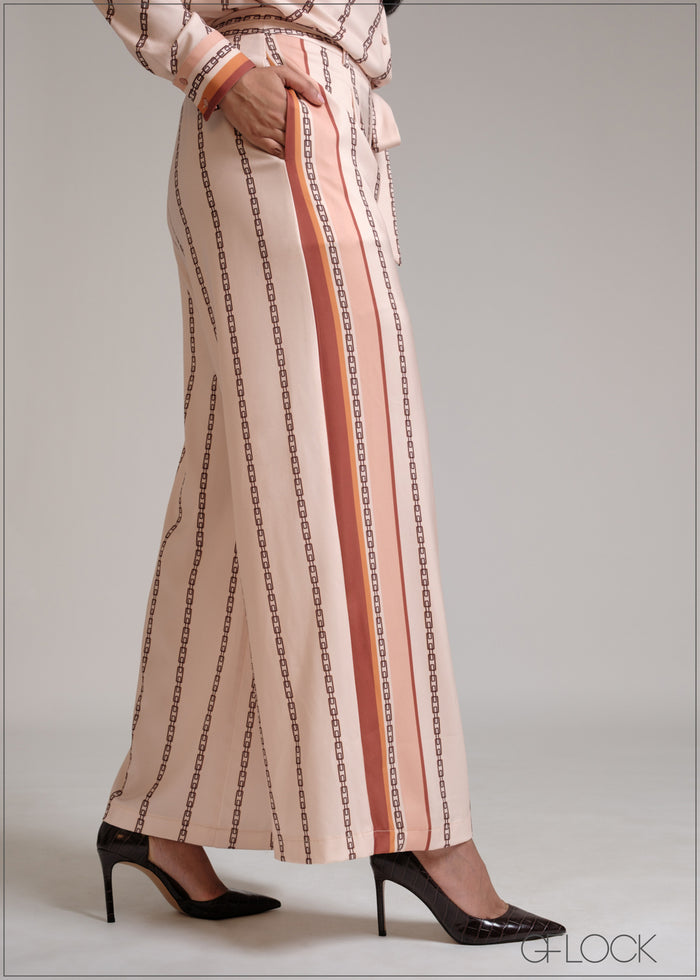 High Waisted  chain printed Pant