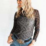 Horseshoe Black Mesh Top