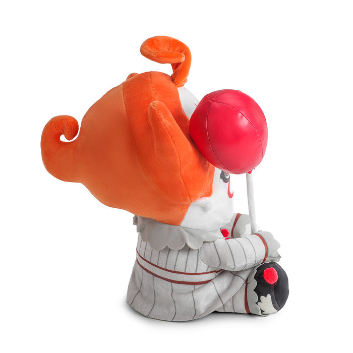 Large plush Pennywise with balloon from IT: Welcome to Derry, featuring a hug-me design and shake action, soft and detailed.