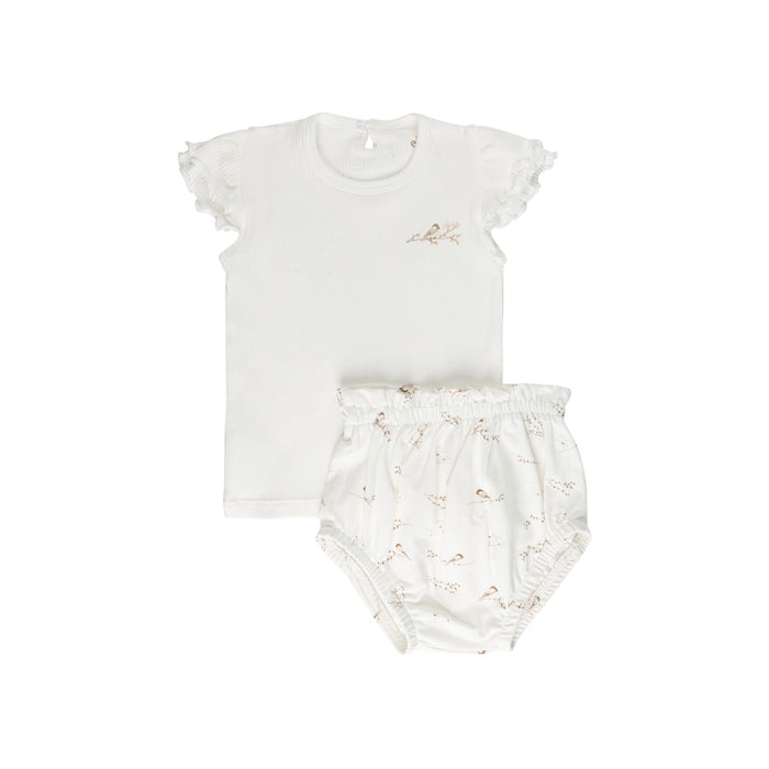 Jersey Cotton - Vintage Birds Collection- Ribbed Tee & Bottoms