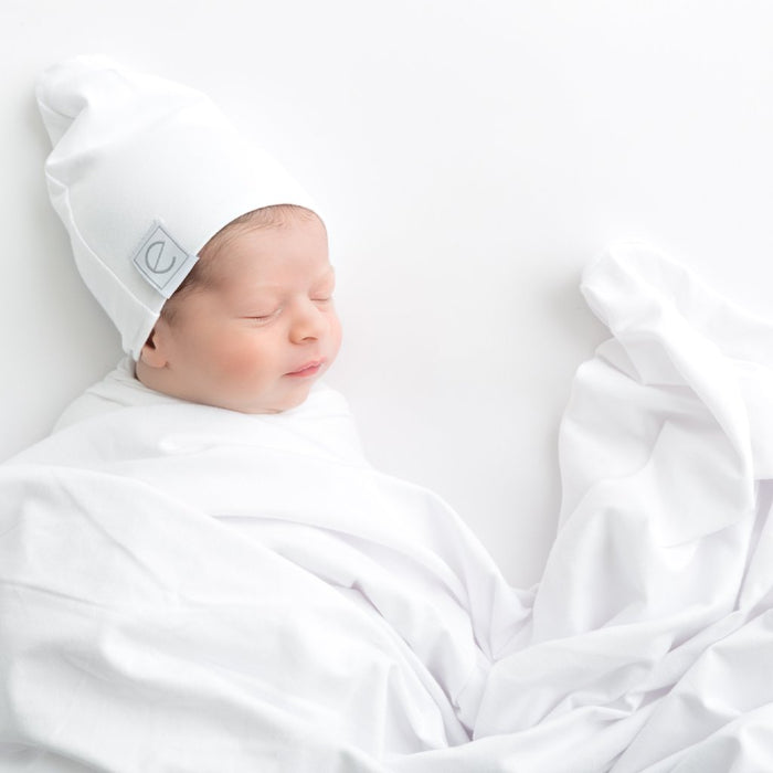 Jersey Cotton Beanie Hat - White