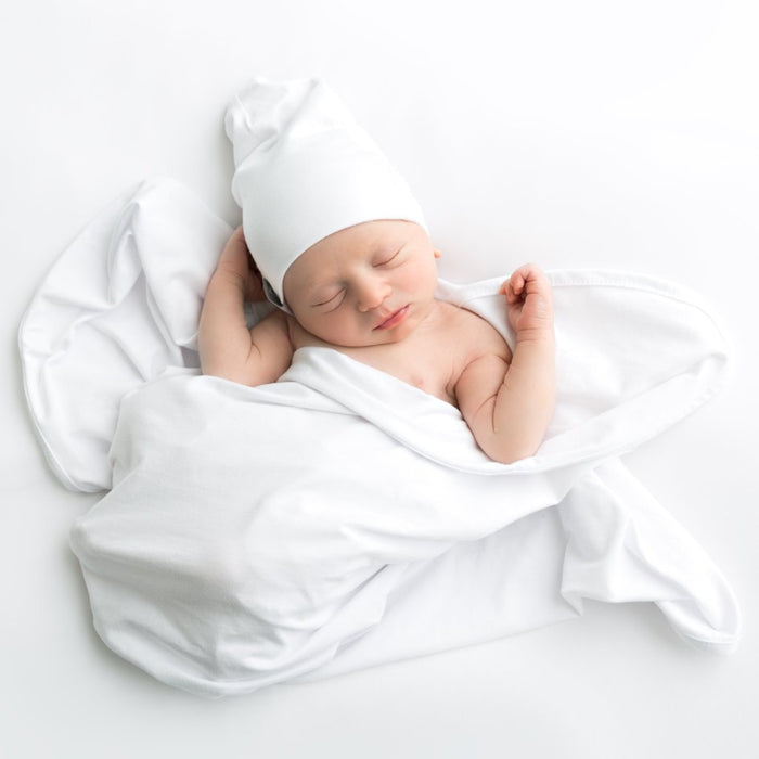 Jersey Cotton Beanie Hat - White