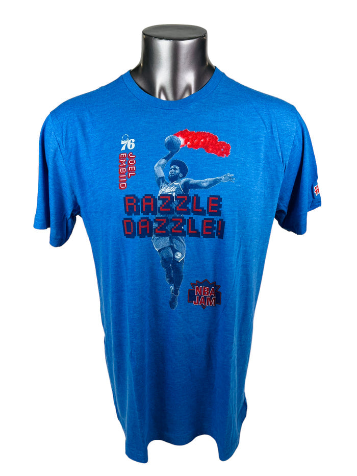 JOEL EMBIID PHILADELPHIA SIXERS RETRO NBA JAMS RAZZLE DAZZLE T-SHIRT