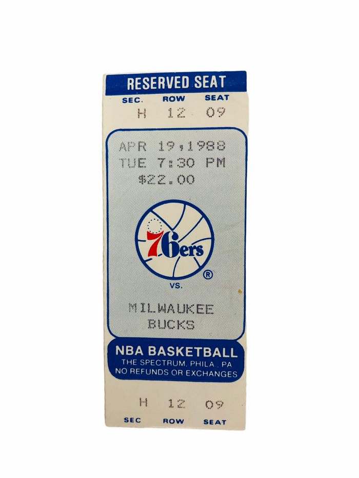 JULIUS ERVING DR. J PHILADELPHIA SIXERS 1988 #6 RETIREMENT SPECTRUM COMMEMORATIVE TICKET & CERTIFICATE