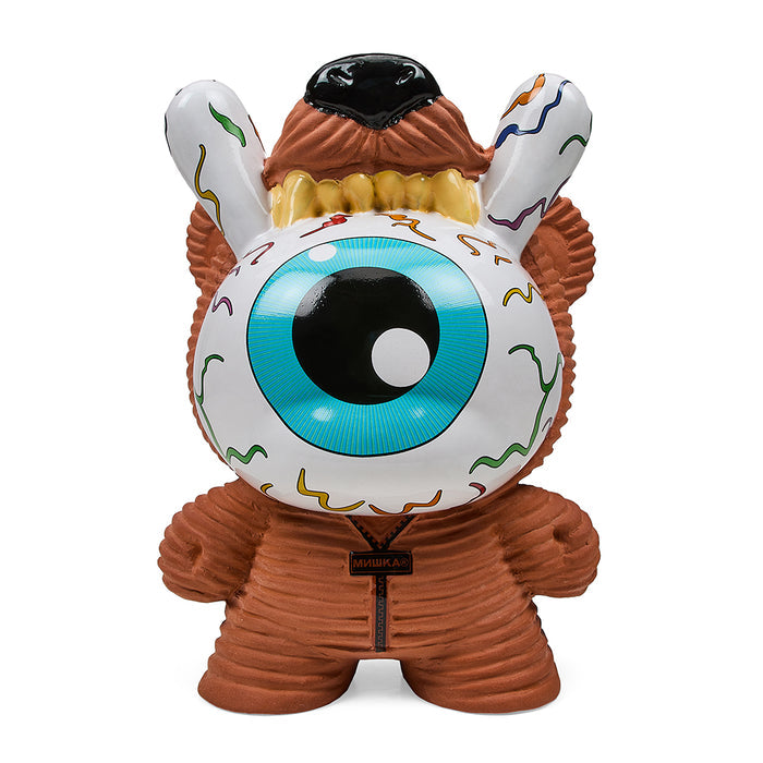 8-inch Mishka Keep Watch Chia Dunny by Kidrobot with rainbow design, featuring colorful details and a playful collectible figure.