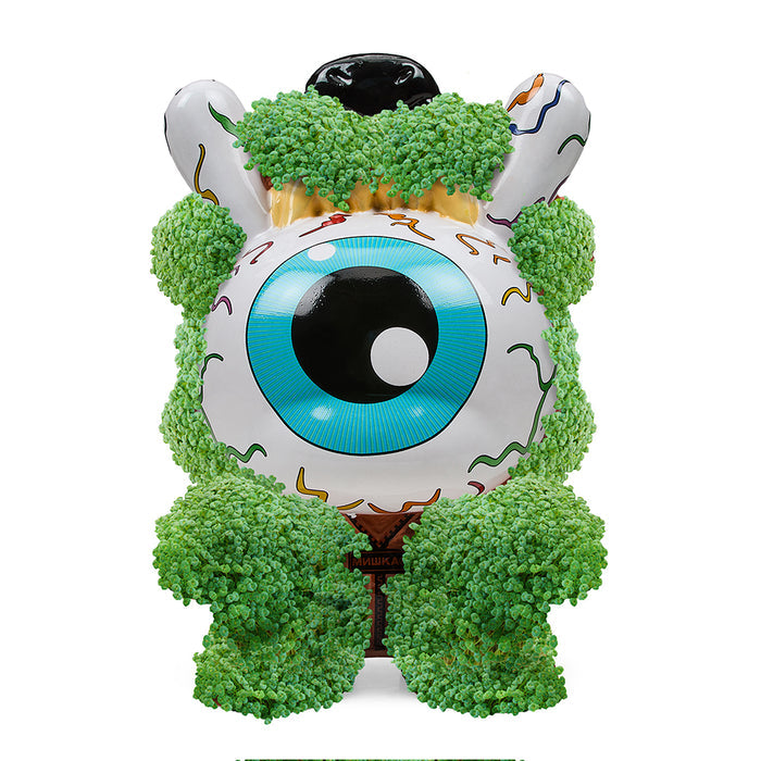 8-inch Mishka Keep Watch Chia Dunny by Kidrobot, Rainbow Edition, featuring colorful, collectible Chia Pet design with vibrant details.