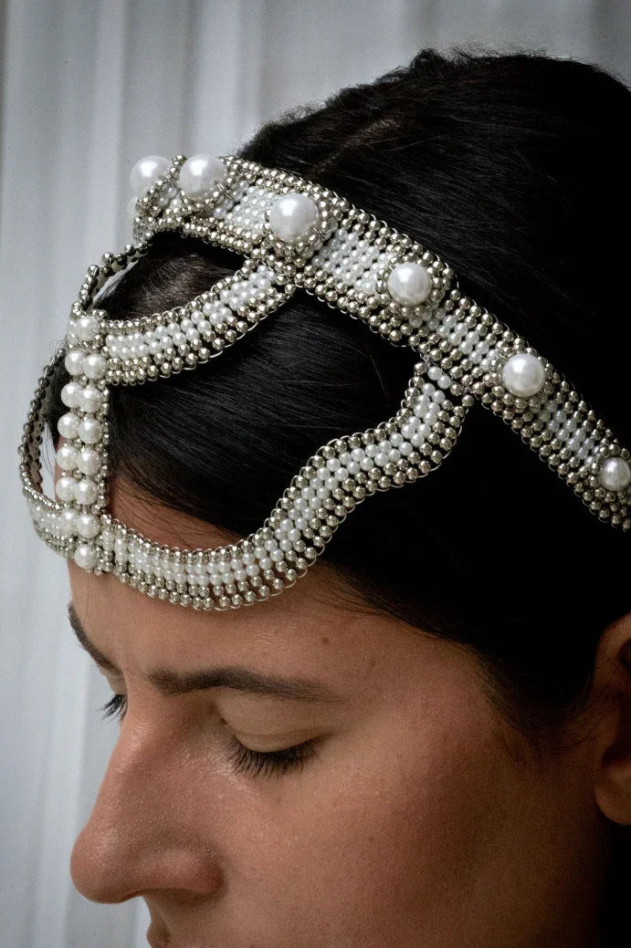 Khutulun Pearl Beaded Statement Headband w/ Removable Tassels | Best Seller