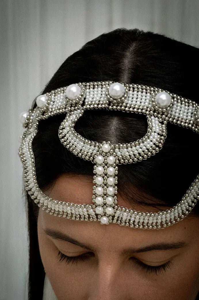 Khutulun Pearl Beaded Statement Headband w/ Removable Tassels | Best Seller