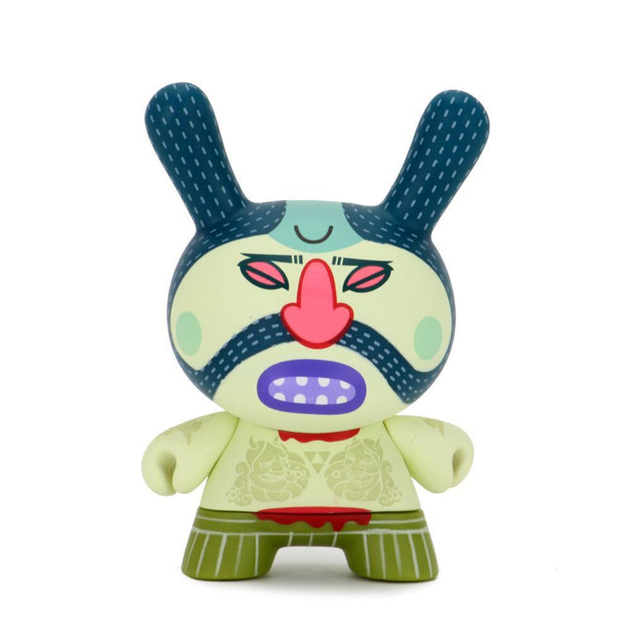 Kidrobot Exquisite Corpse Dunny Series figure, collectible designer toy, featuring unique art and vibrant colors in a blind box packaging.