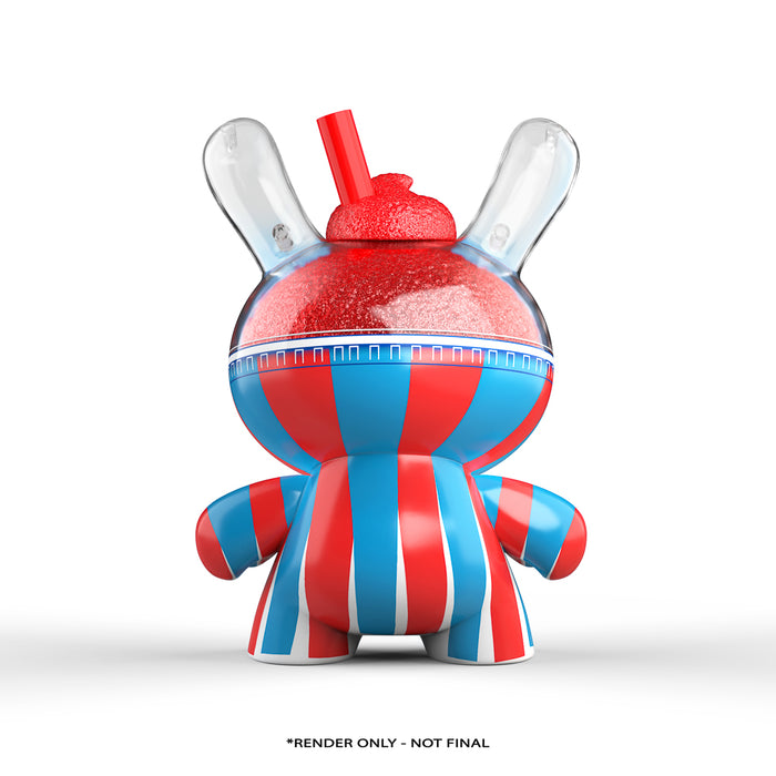 Cherry ICEE 8-inch Dunny art figure by Kidrobot and ICEE, featuring a colorful, playful design with ice cream imagery.