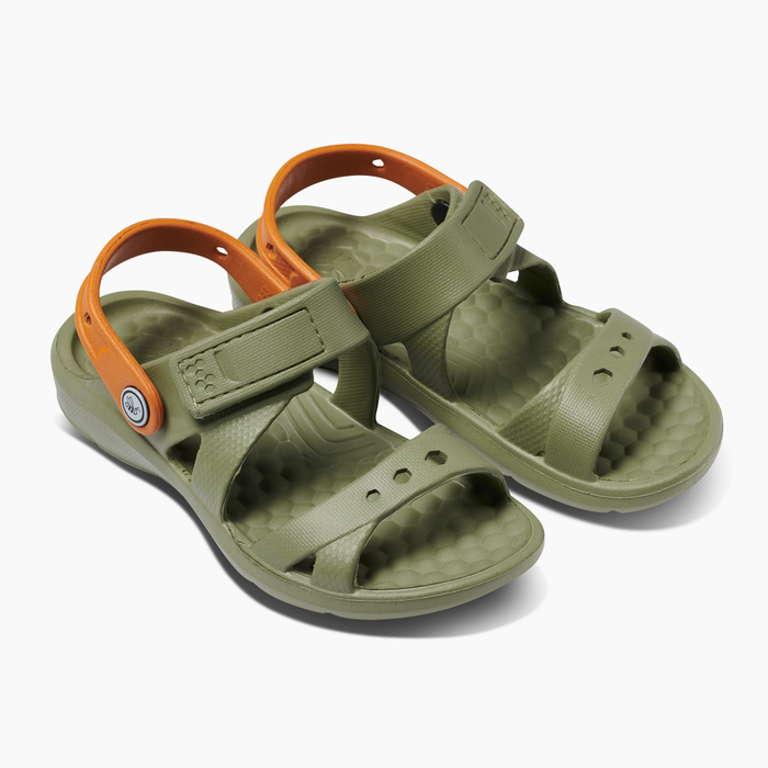 Olive/Burnt Orange Kids Adventure Sandal#color_olive-burnt-orange