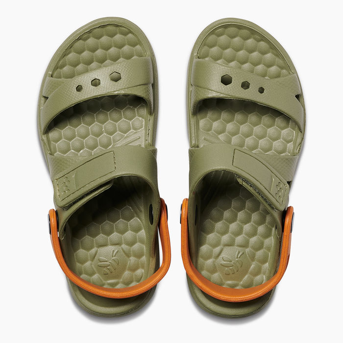 Olive/Burnt Orange Kids Adventure Sandal#color_olive-burnt-orange