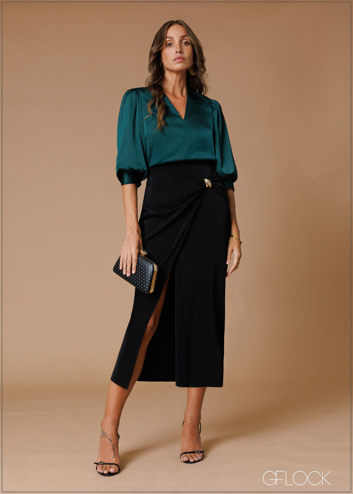 Knot Detail Midi Skirt - 140826