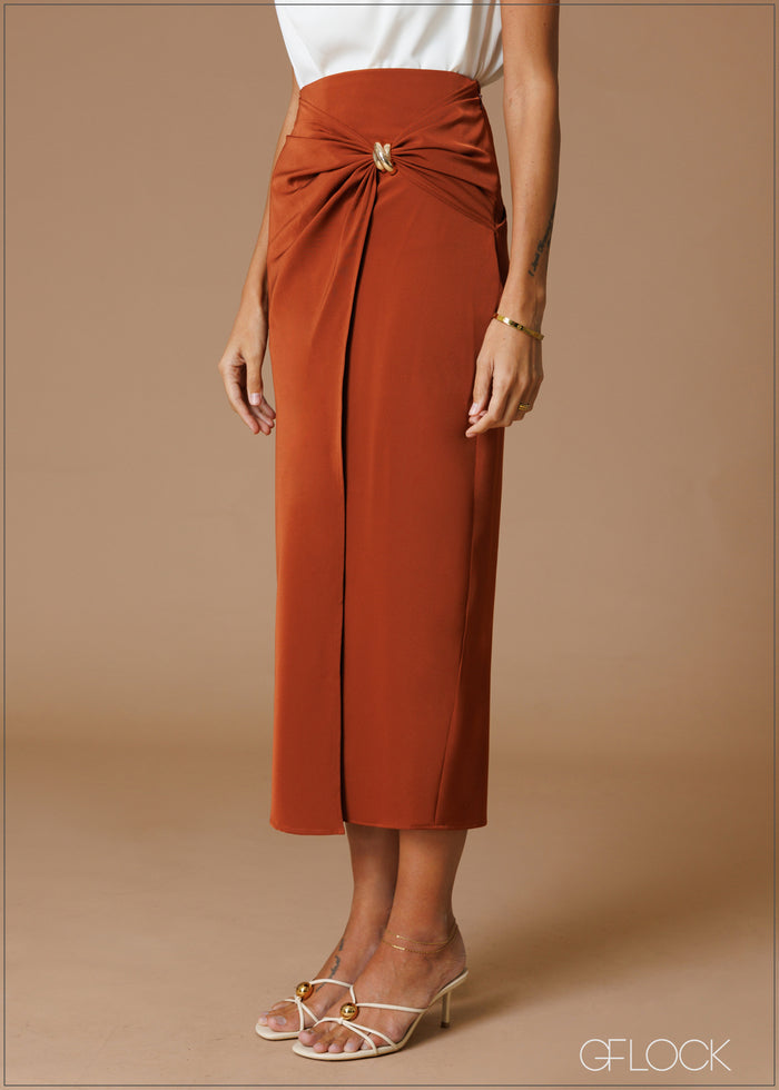 Knot Detail Midi Skirt - 140826