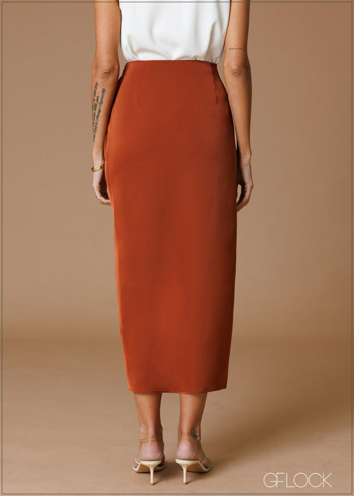 Knot Detail Midi Skirt - 140826