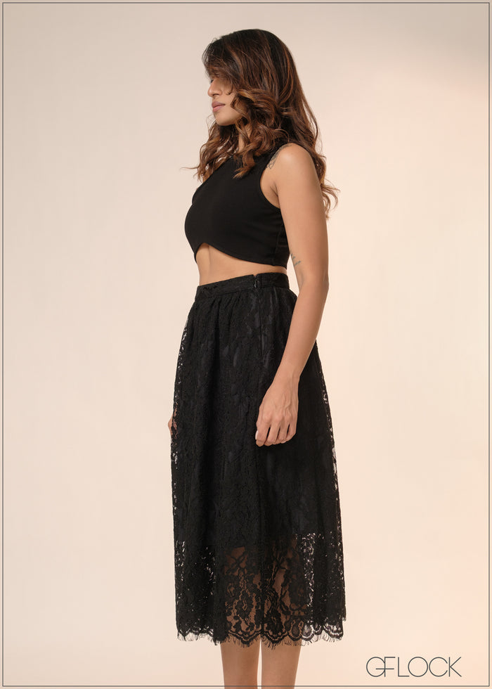 Lace Gathered Skirt - 040426